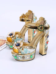 PALAIS Rhinestone-Embellished Block-Heels