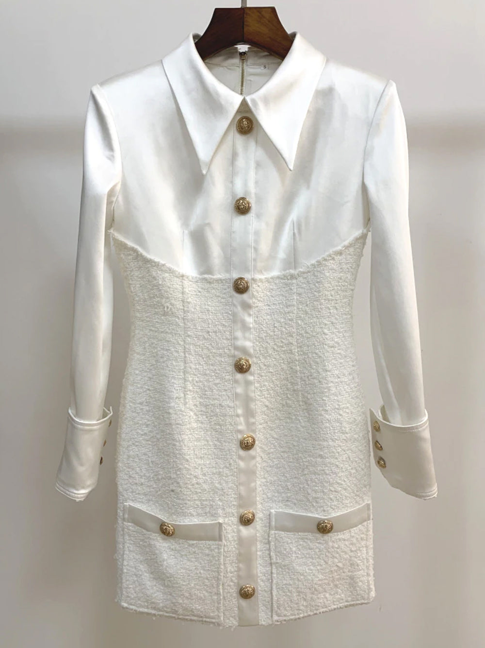 Vestido mini de tweed TEMMA en blanco