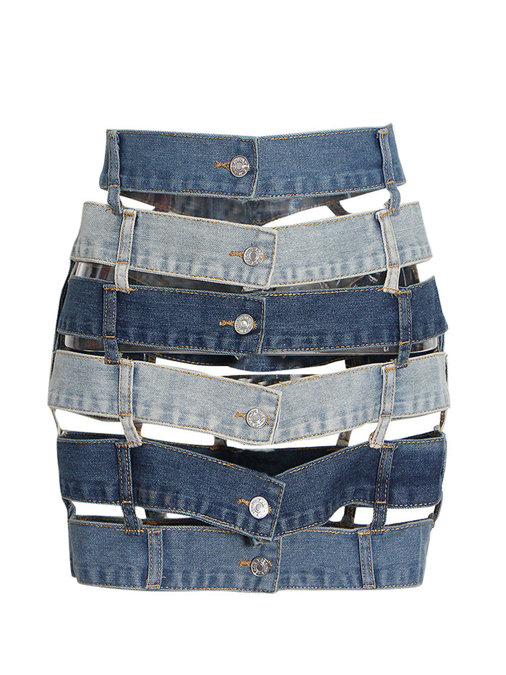 Patchwork Denim Skirt