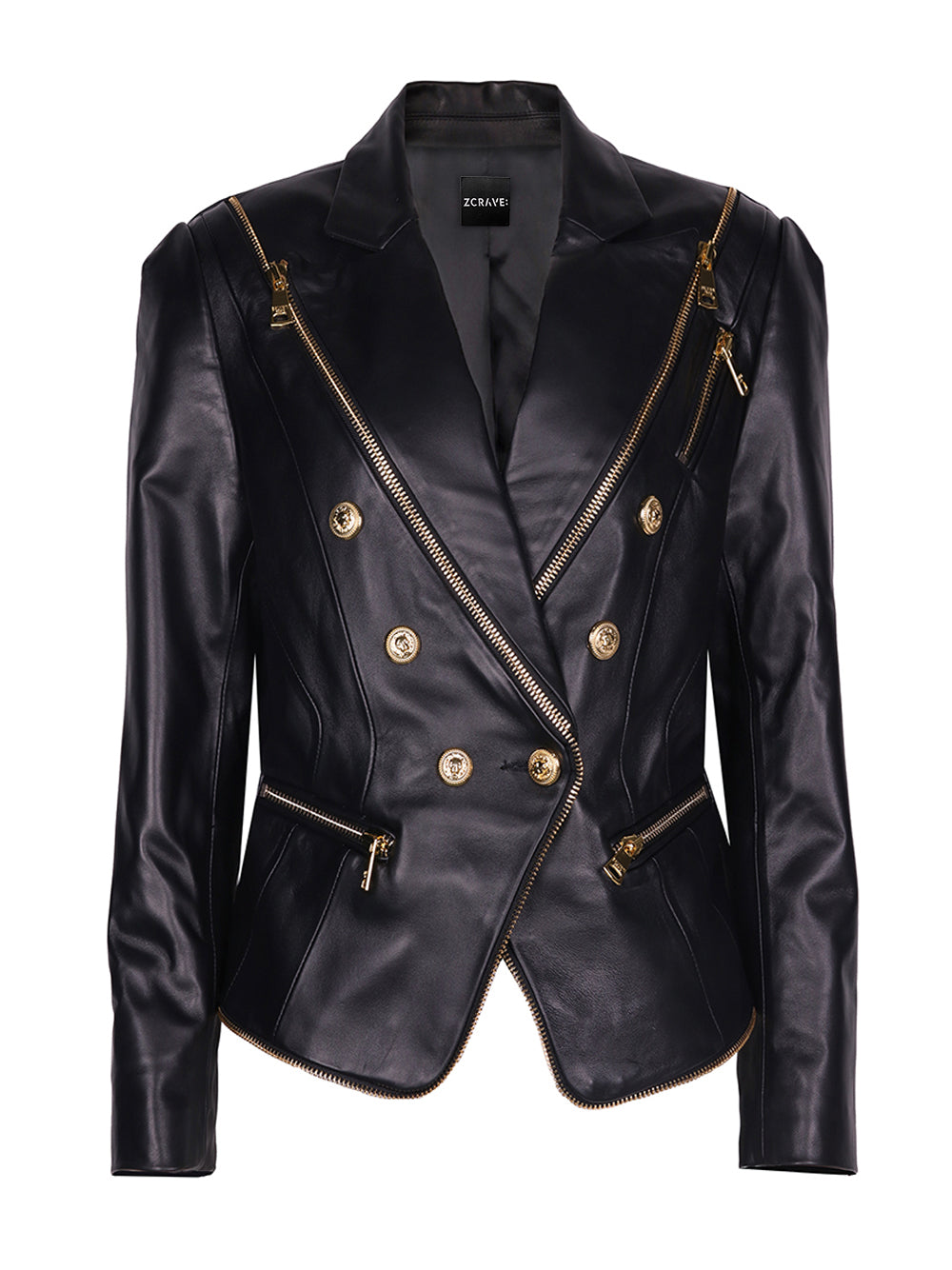 Blazer de cuero cruzado KAITO