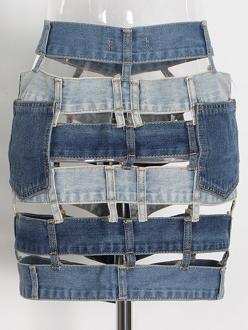 Patchwork Denim Skirt