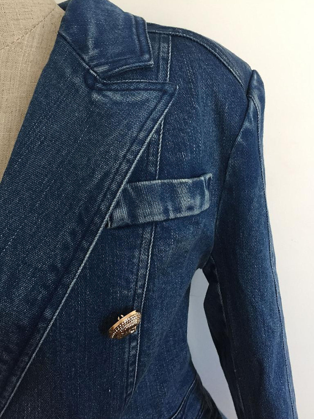 Double-Breasted Denim Blazer