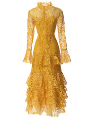 SETAI Lace Maxi Dress in Yellow