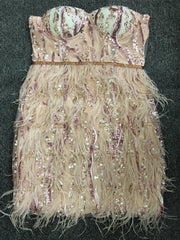 TESSE Sequins Feathers Mini Dress