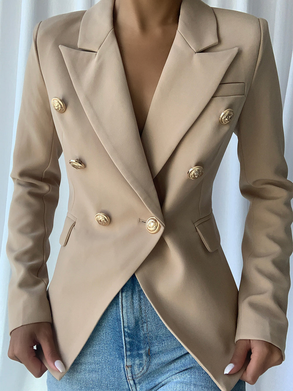 PENELOPE Zweireihiger Blazer in Beige