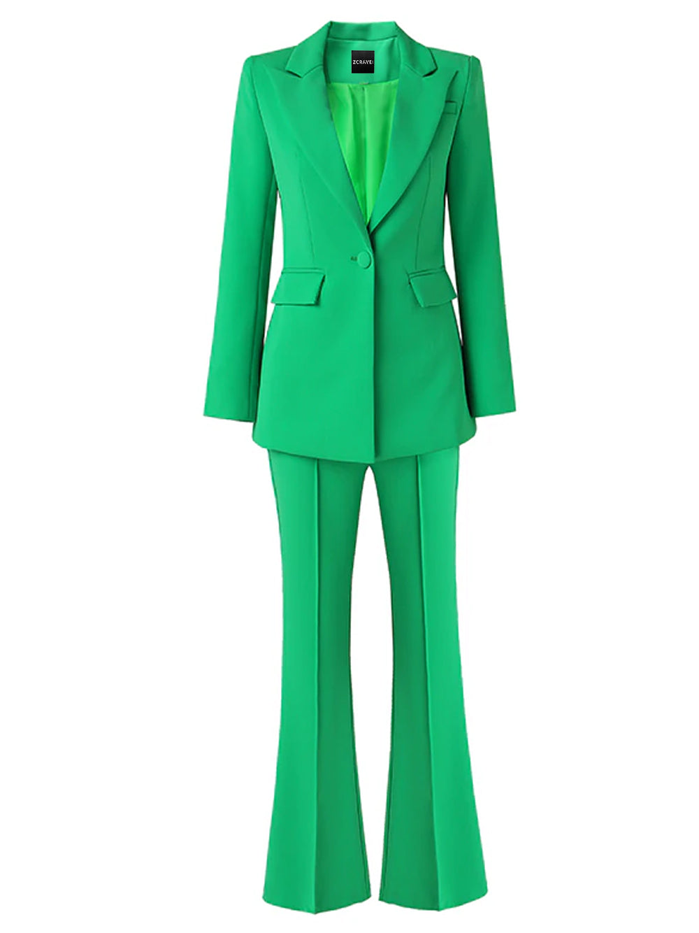 Conjunto de blazer y pantalón acampanado NAOMA en verde 