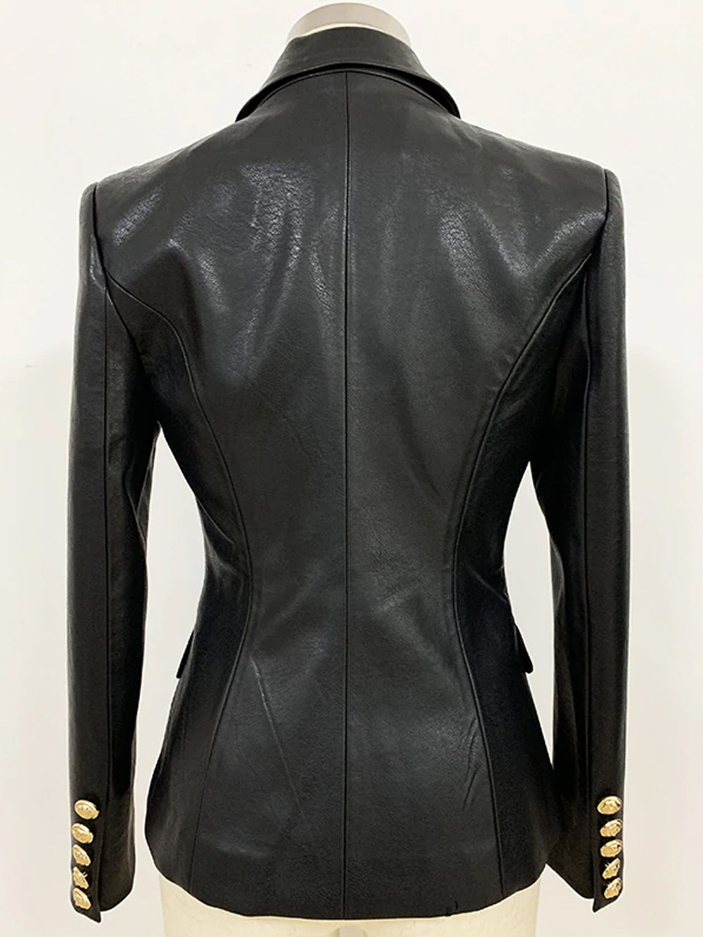 Double-Breasted Leather Blazer