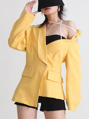 Blazer asimétrico DEIDE en amarillo