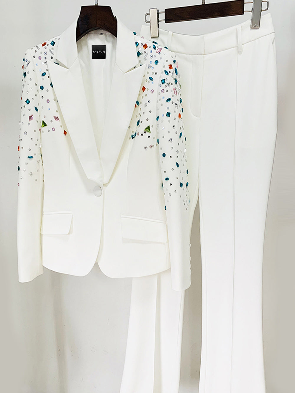 Conjunto de blazer y pantalón DIAMATE en blanco