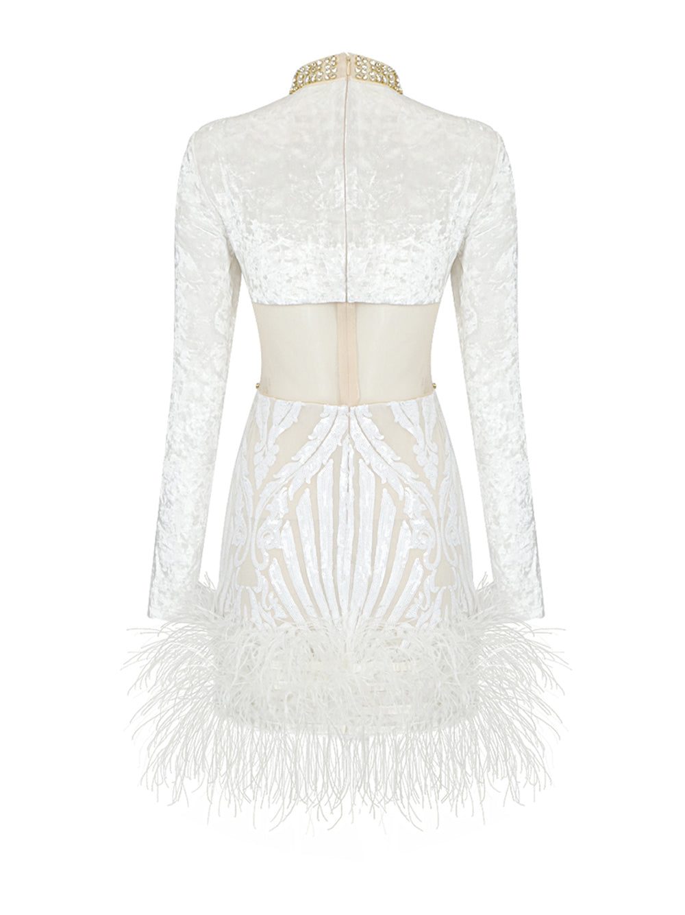 OPERA Sequins & Feathers Mini Dress