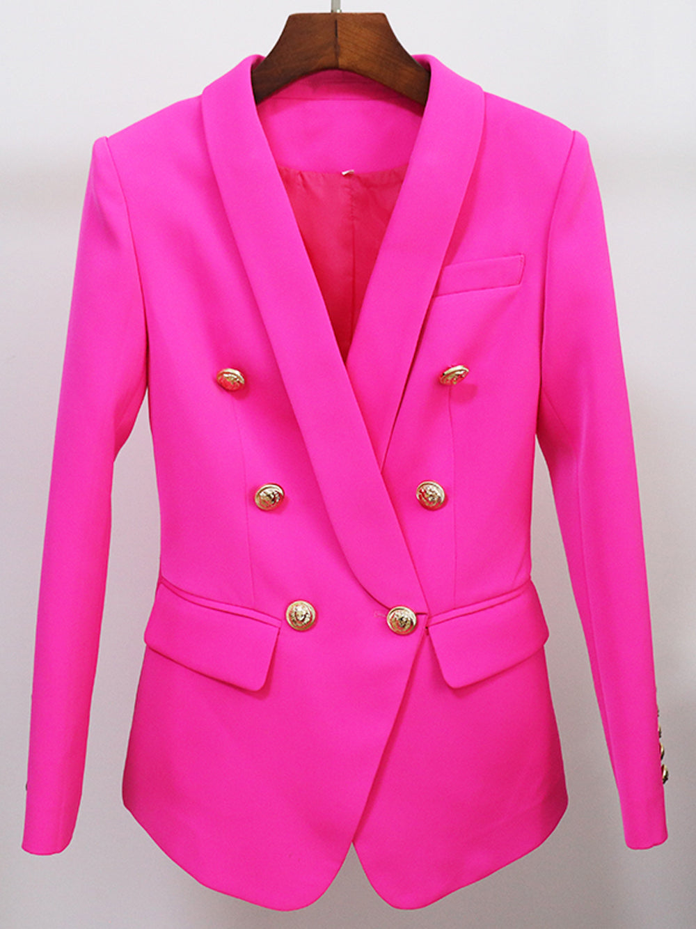 Blazer cruzado fucsia extragrande