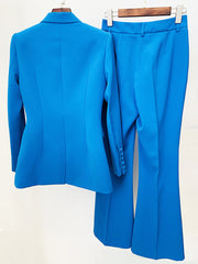 NAOMA Blazer & Flared Pants Set in Blue