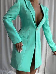 Vestido blazer KAJENE en turquesa