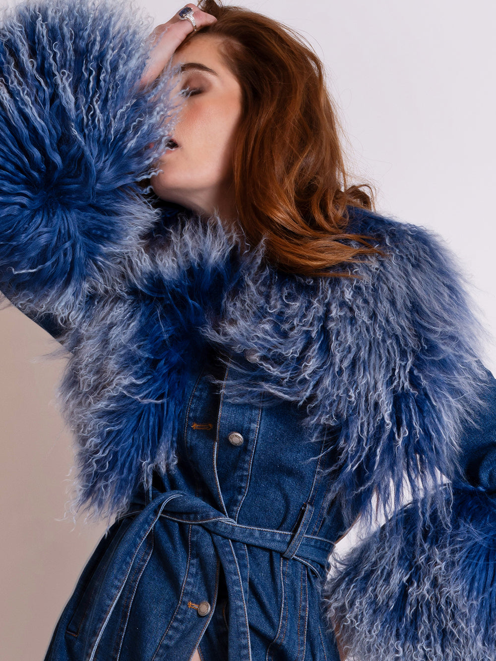 MEDUSA Denim Coat w/ Shearling Fur