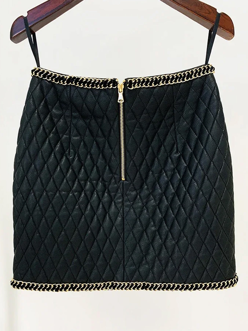 CATENA Leather Chain Mini Skirt