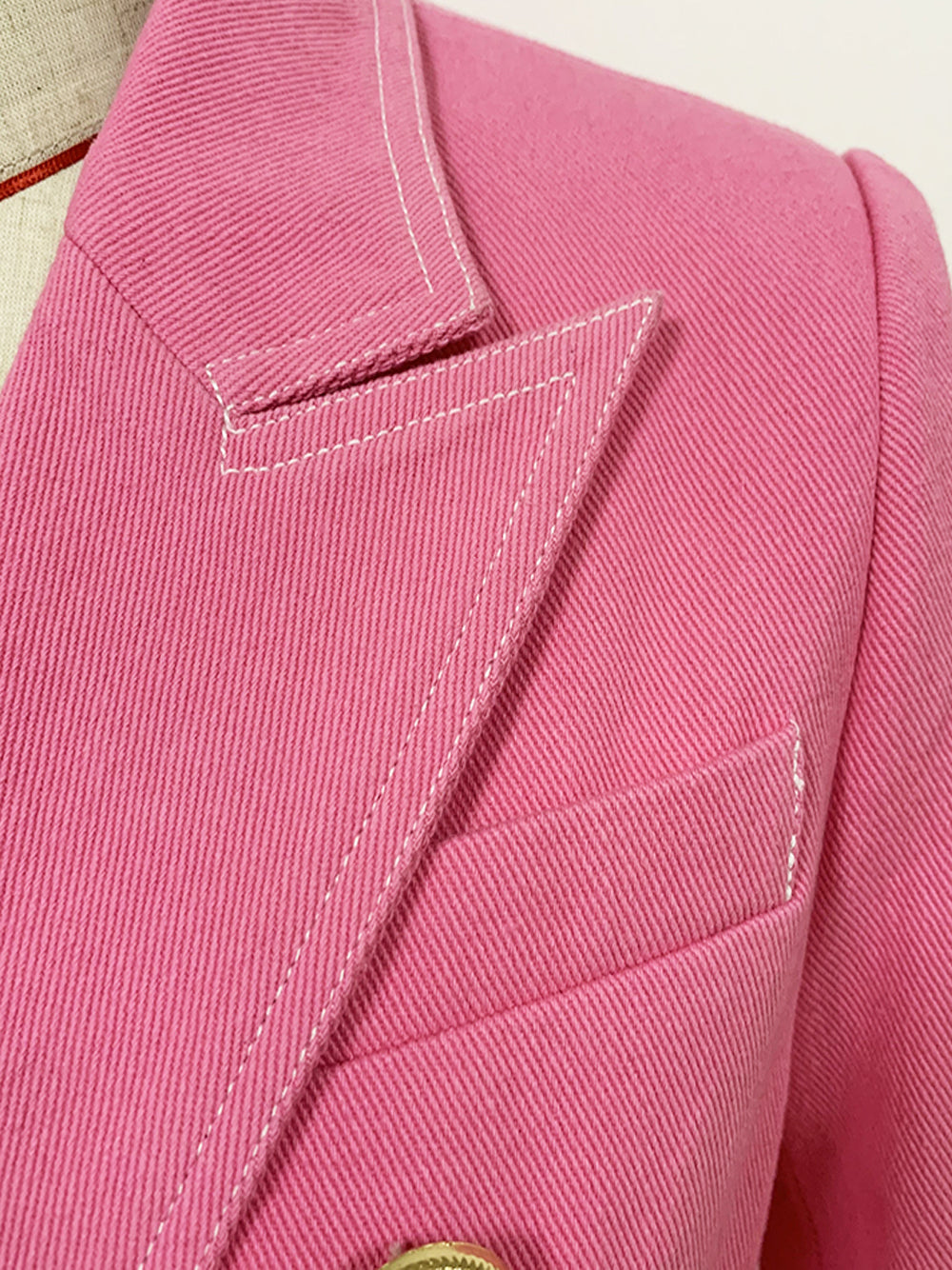 Rosa zweireihiger Jeansblazer 