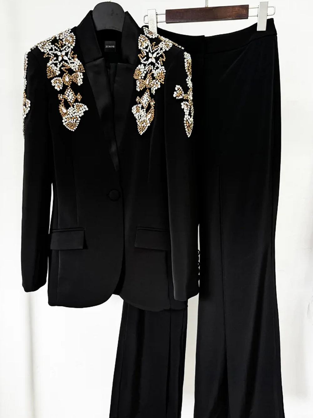 DORE Set aus Blazer und Schlaghose mit Verzierung 