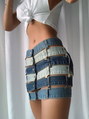 Patchwork Denim Skirt