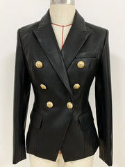 Blazer cruzado de cuero negro UNTITLED