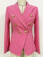 Rosa zweireihiger Jeansblazer 