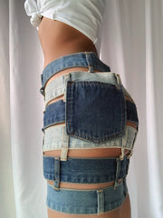 Patchwork Denim Skirt