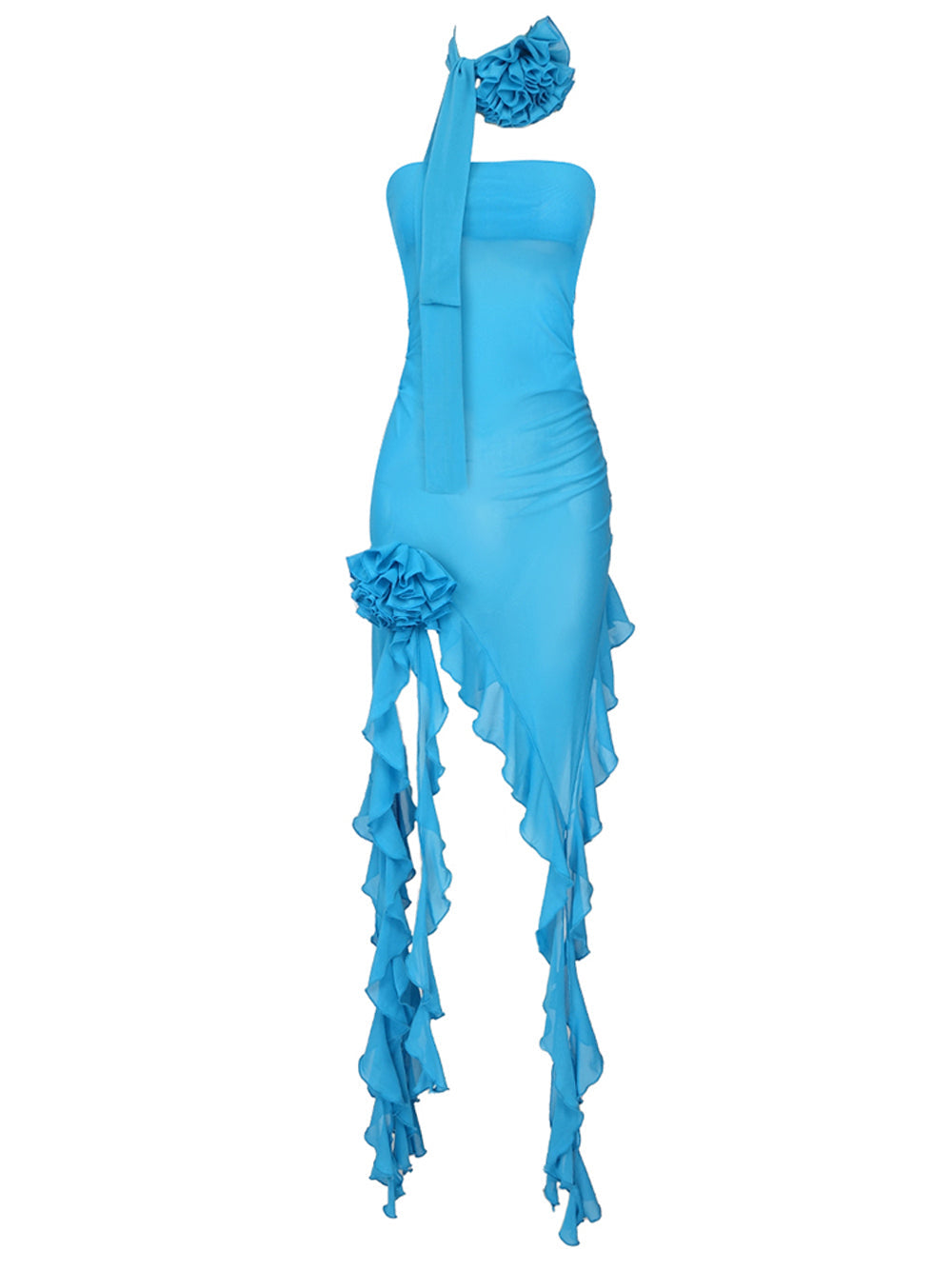 GOTA Ruffle Dress in Turquoise