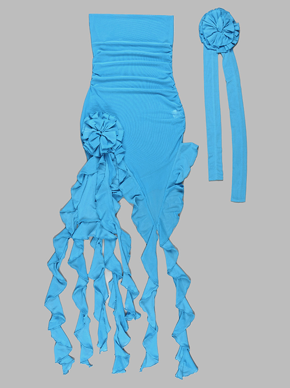 GOTA Ruffle Dress in Turquoise