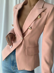 Double Breasted Blazer in Nude