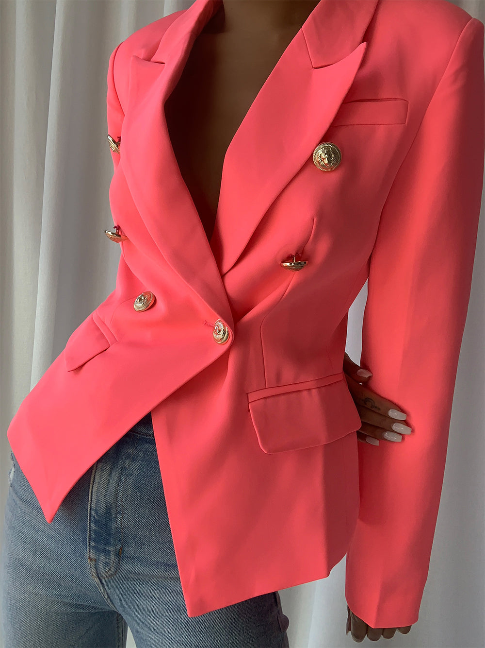 Double Breasted Blazer in Pink