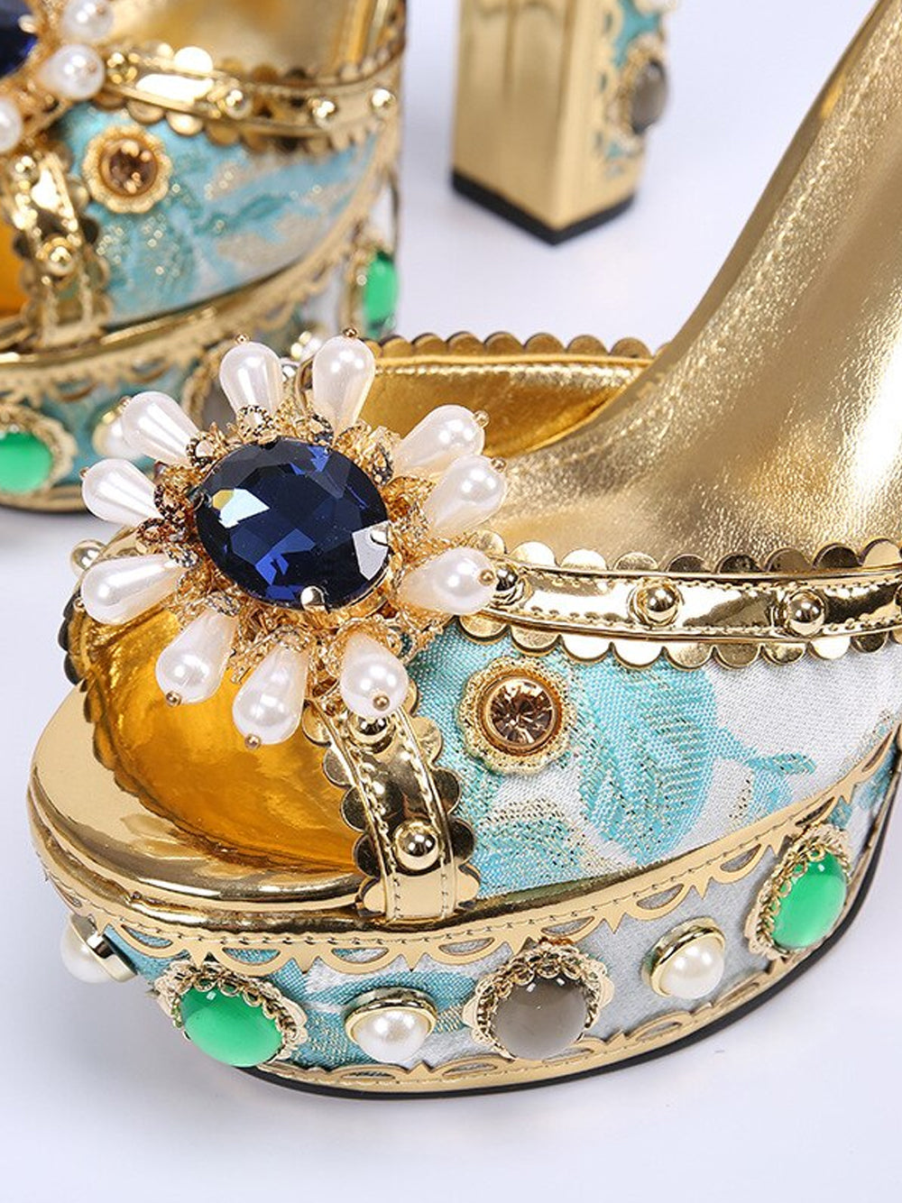 PALAIS Rhinestone-Embellished Block-Heels