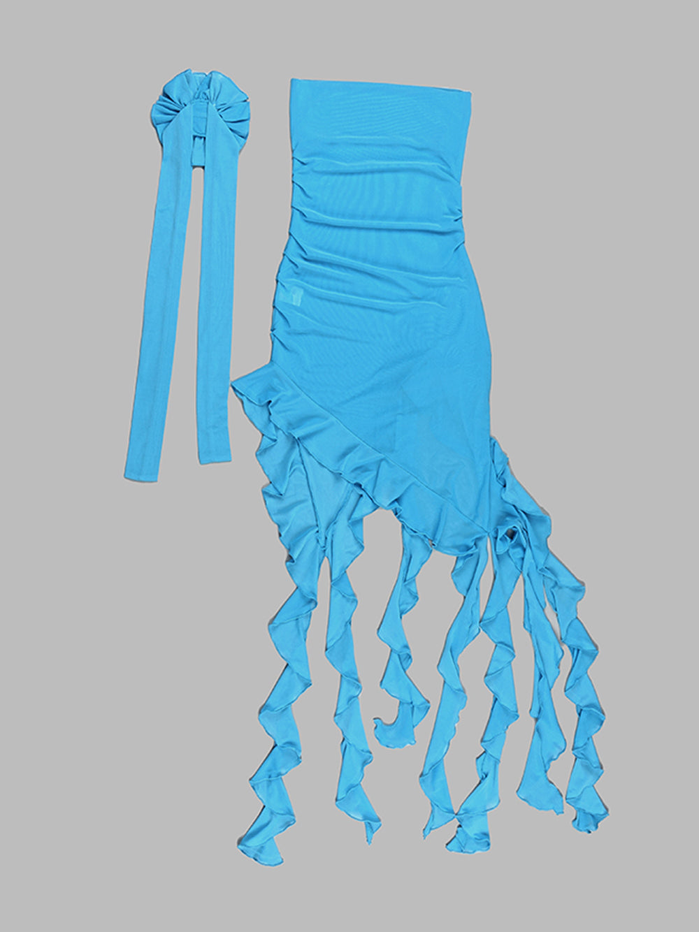 GOTA Ruffle Dress in Turquoise