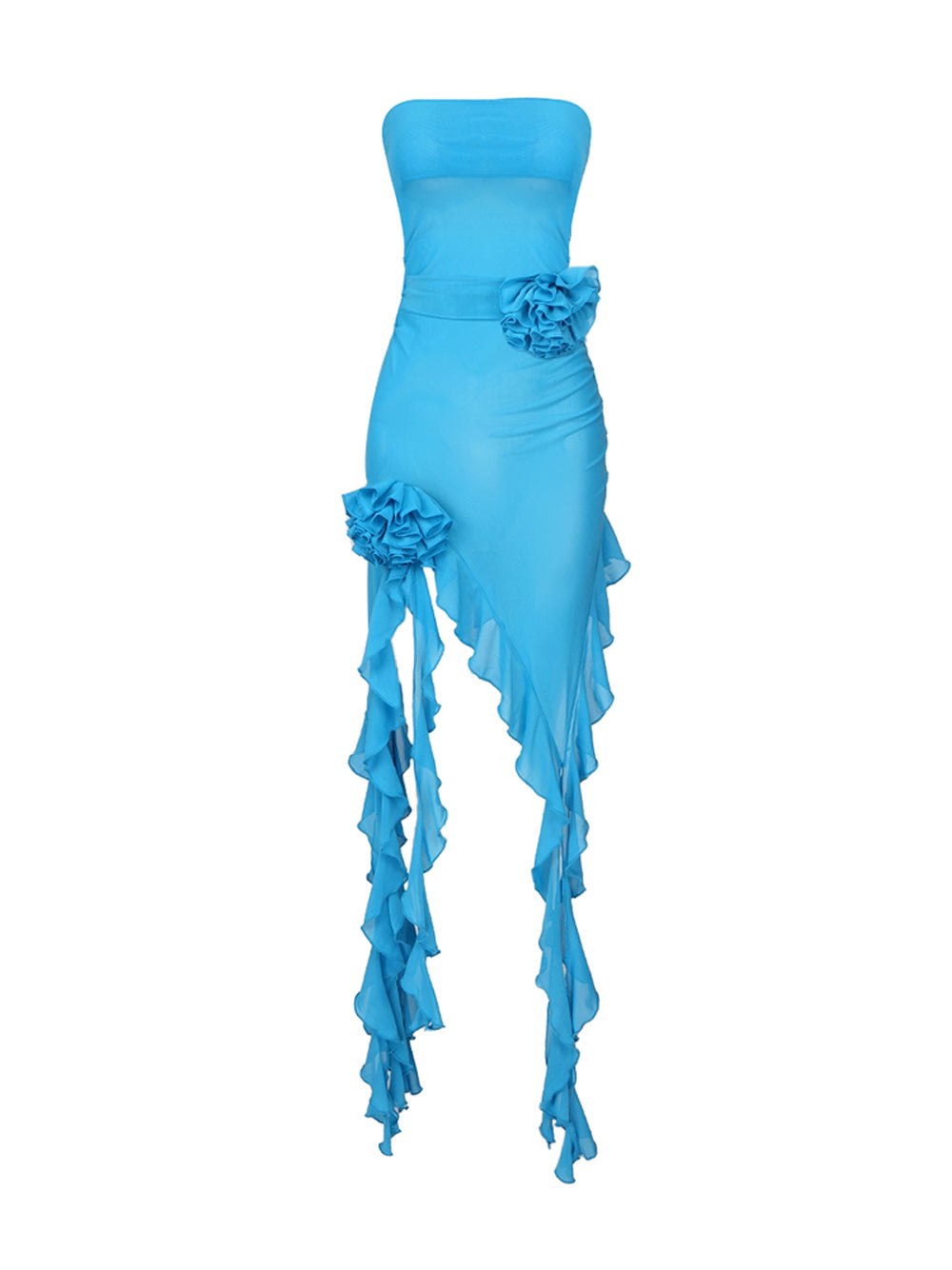 GOTA Ruffle Dress in Turquoise