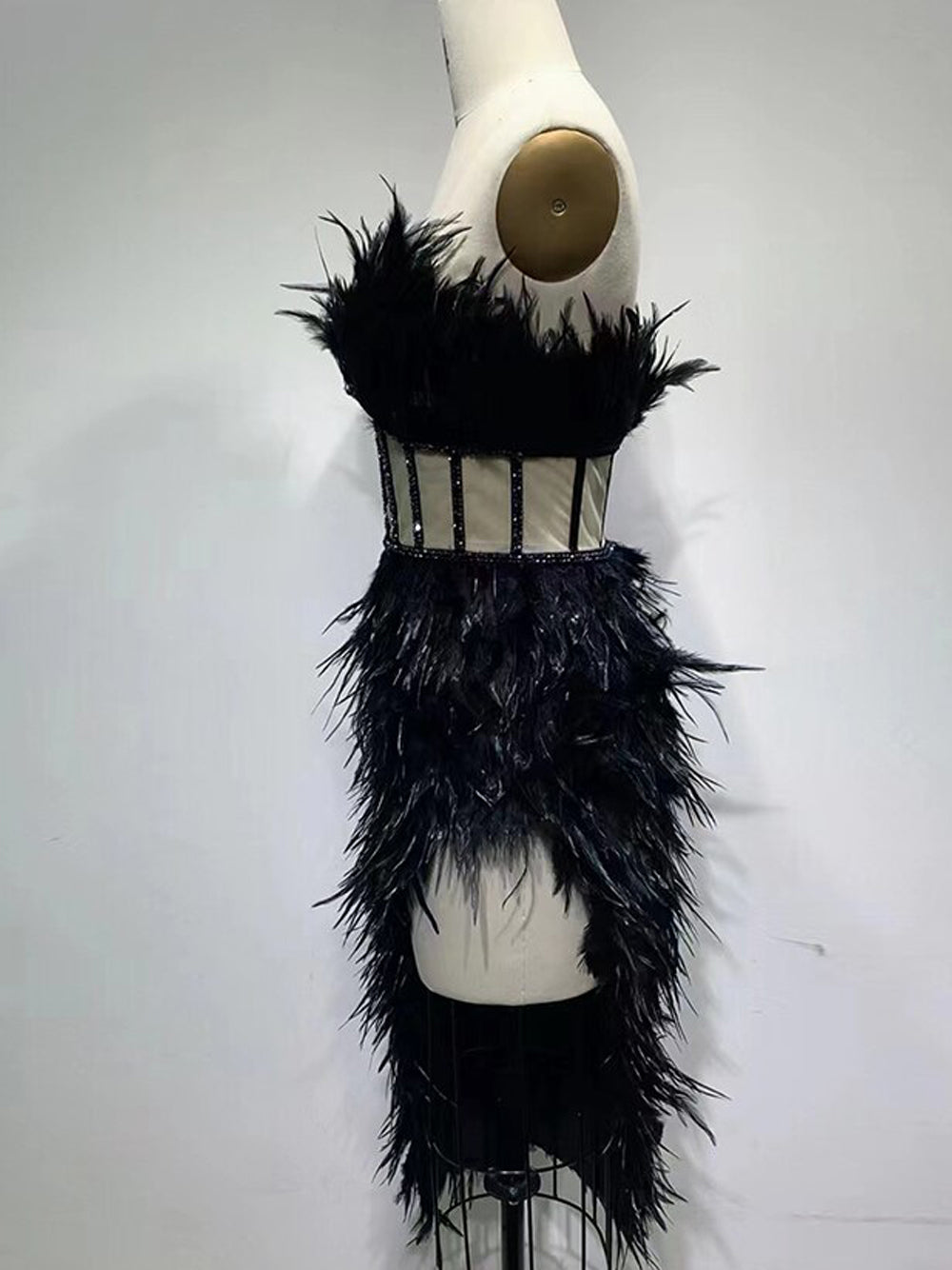 Vestido de plumas sin tirantes CELLAV