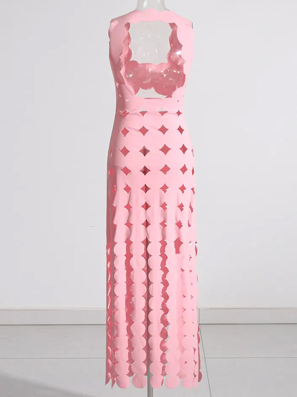 CERA Appliqué Fringe Maxi Dress in Pink