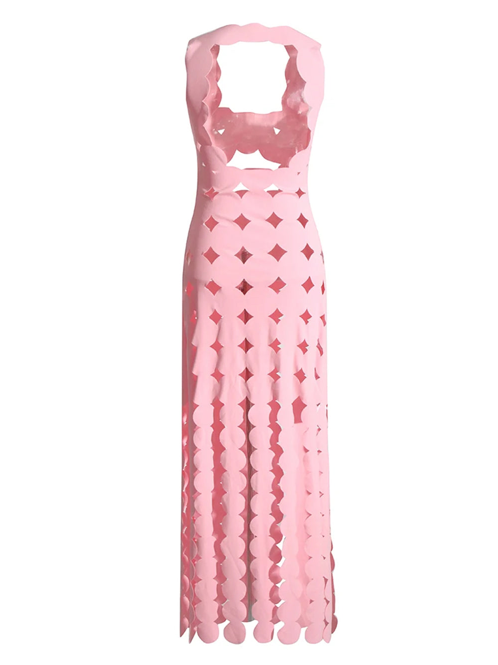 CERA Appliqué Fringe Maxi Dress in Pink