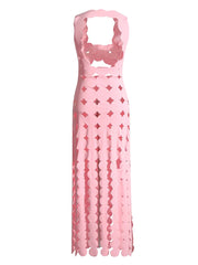 CERA Appliqué Fringe Maxi Dress in Pink