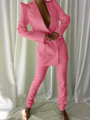 Conjunto de vestido y pantalón blazer en rosa de CHEMISTRY