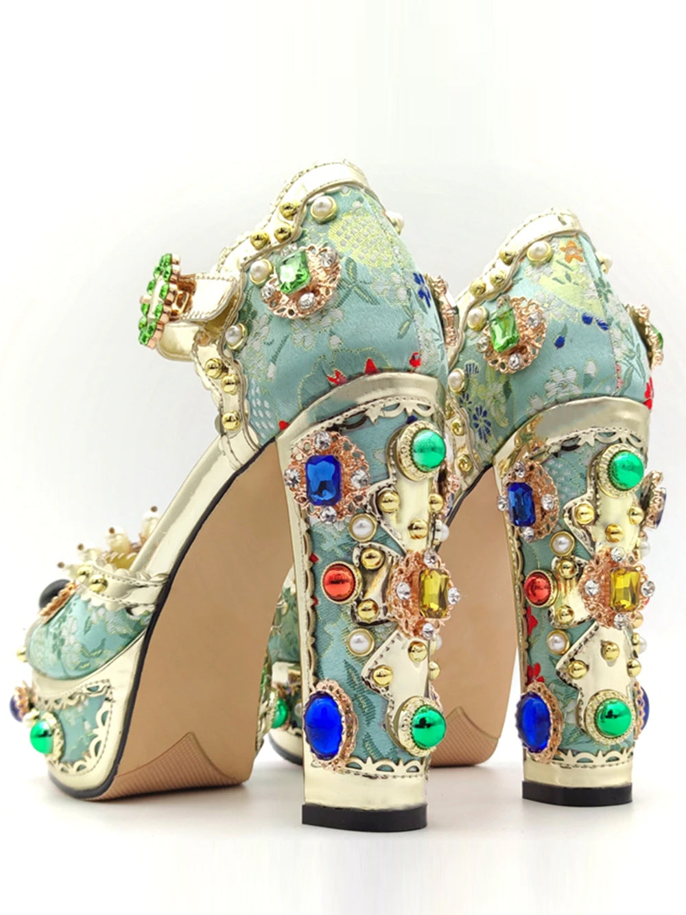 PALAIS Rhinestone-Embellished Block-Heels