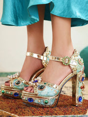 PALAIS Rhinestone-Embellished Block-Heels