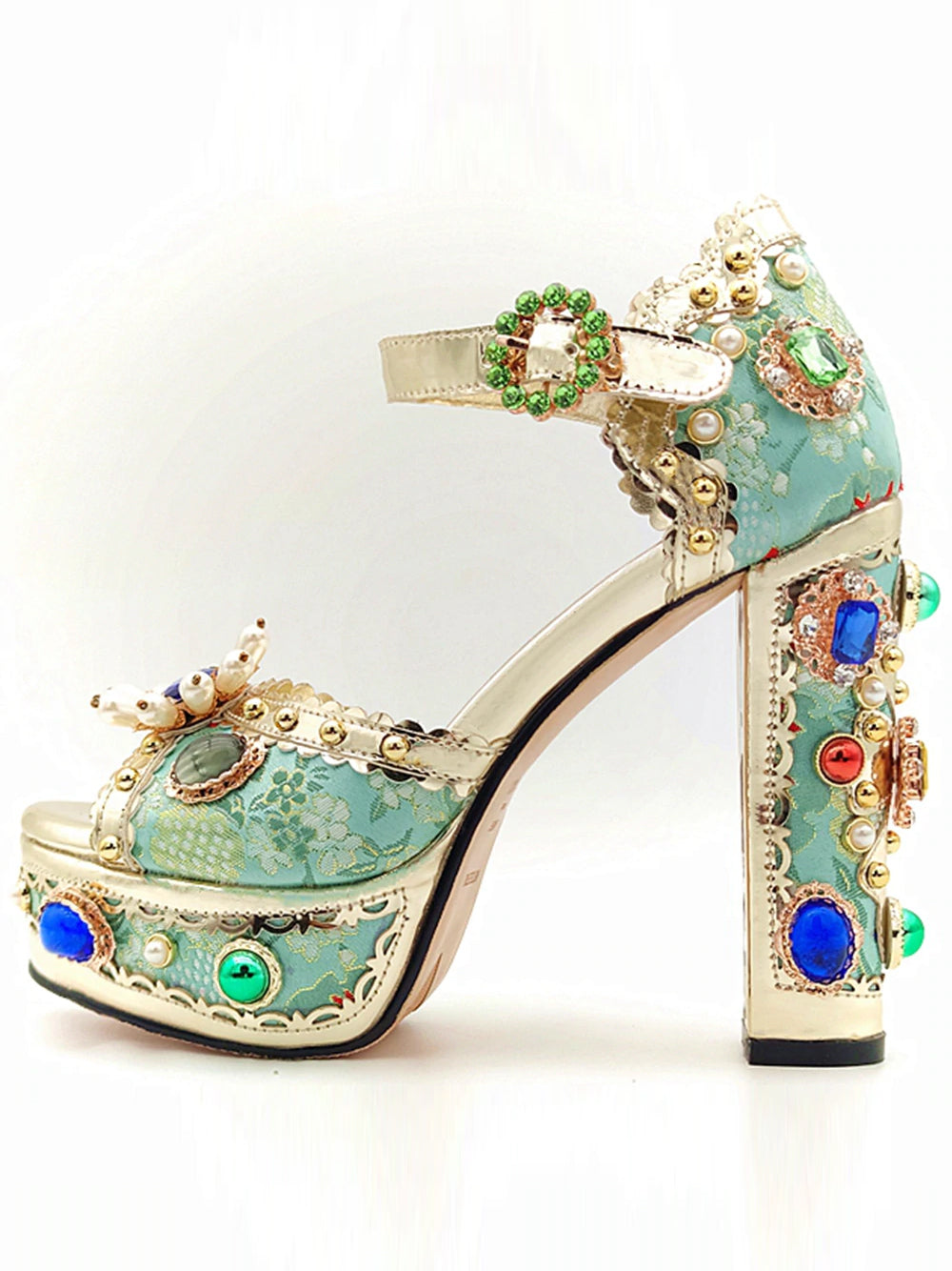 PALAIS Rhinestone-Embellished Block-Heels