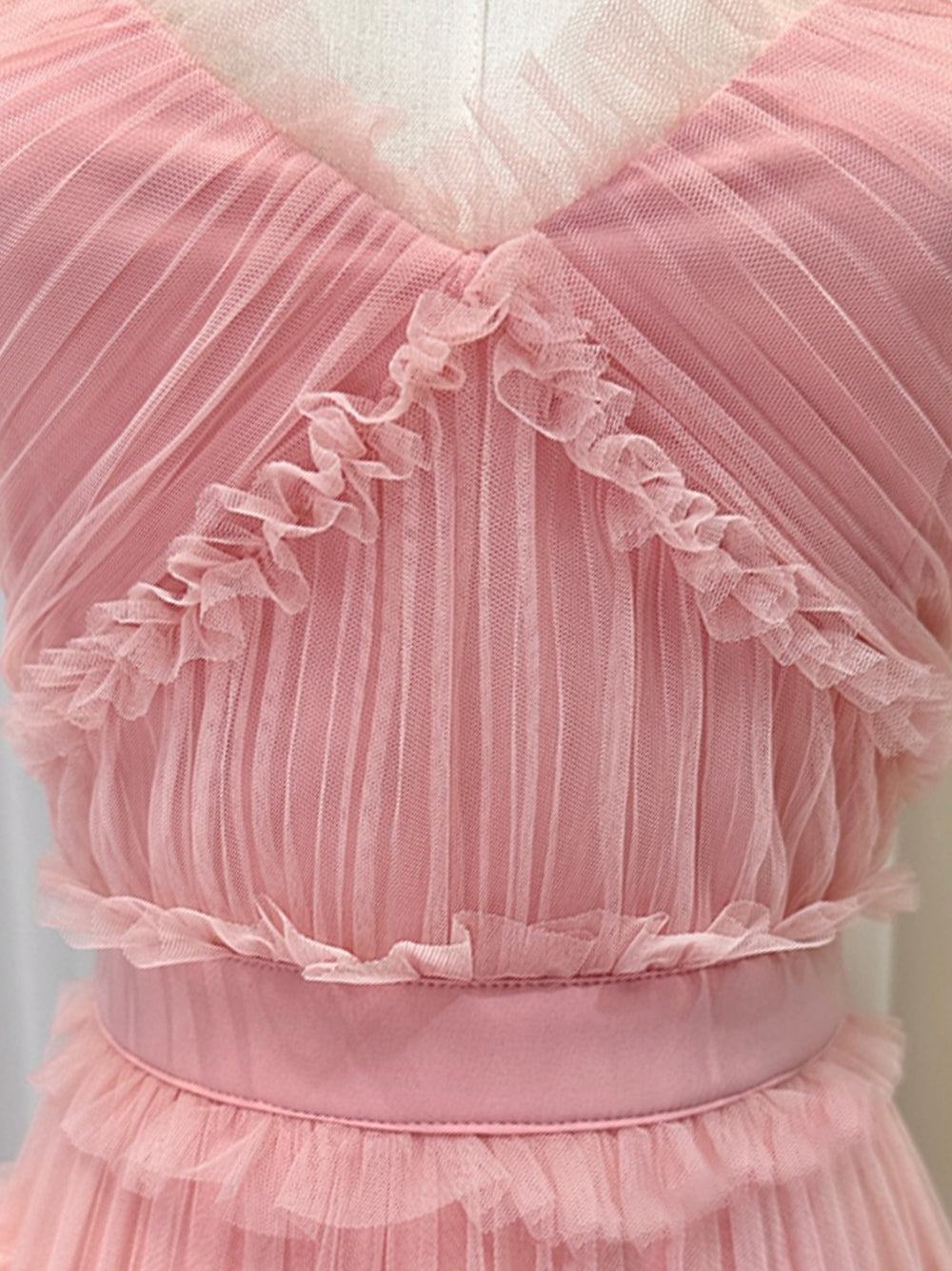 NILA Tüll-Maxikleid in Pink