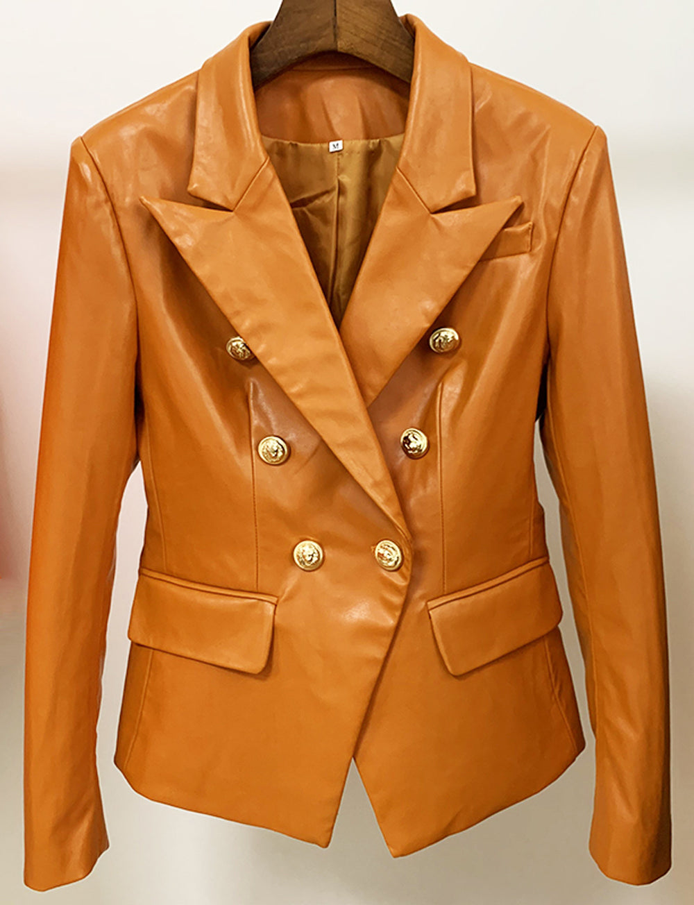 Blazer de cuero cruzado