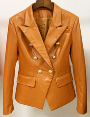 Blazer de cuero cruzado