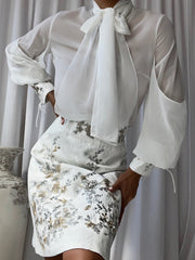 SAINTE Blouse & Skirt Set in White