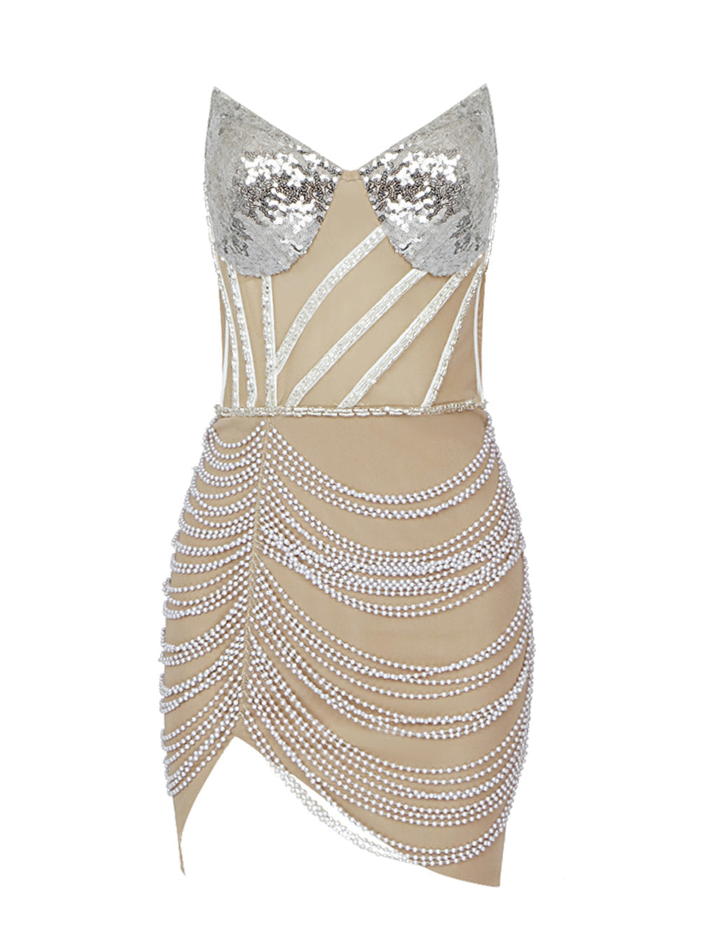 GALIA Sequins & Pearls Mini Dress