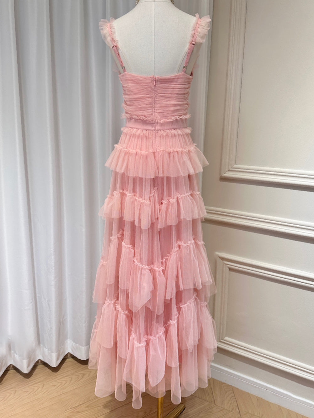 NILA Tüll-Maxikleid in Pink