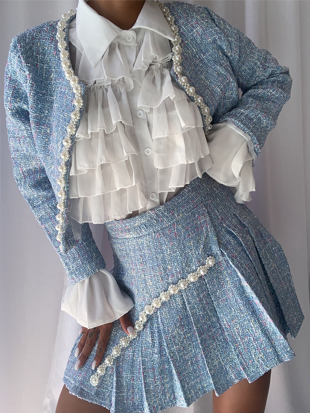 Conjunto de chaqueta y falda FULTON en azul