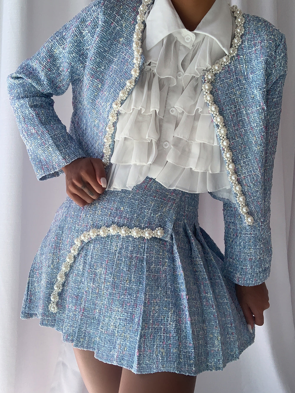 LE'ROSE Jacket & Skirt Set in Blue