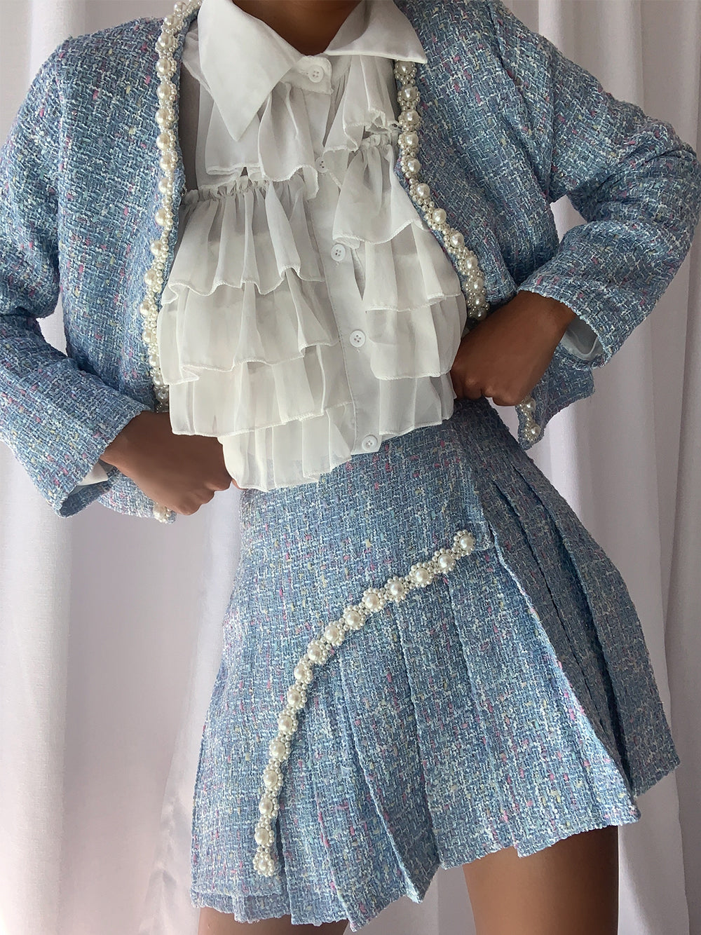 Conjunto de chaqueta y falda FULTON en azul