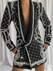 Vestido blazer con cuentas y perlas NAUTA en negro